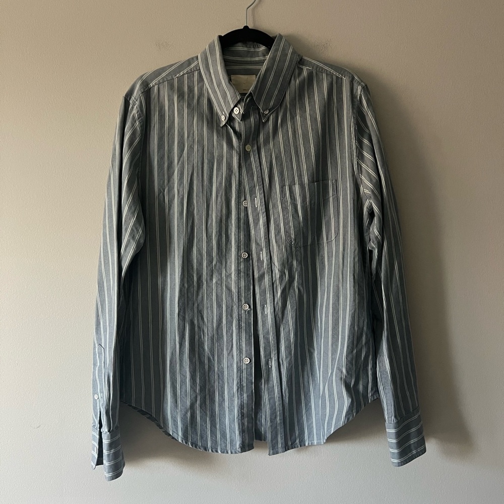 Band of Outsiders Gray White Stripe Button Down Shirt Men’s Size L